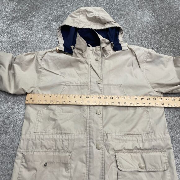St. John's Bay Hoodie Long coat Jacket Womens Petite Medium Beige Button Casual - Picture 15 of 16